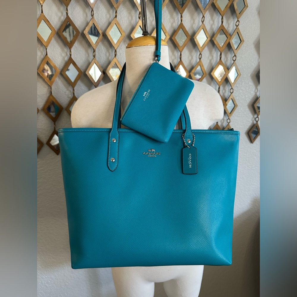 Coach Leather Tote with Matching Pouch